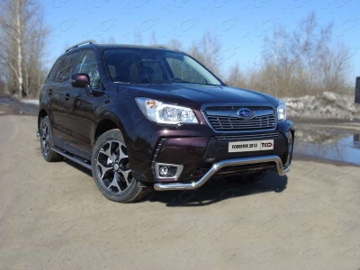 Защита переднего бампера кенгурин 60 мм ТСС для Subaru Forester SJ 2013-2016